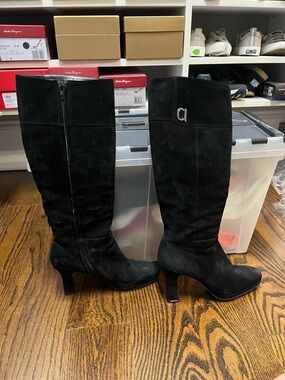Salvatore Ferragamo Black Suede Boots